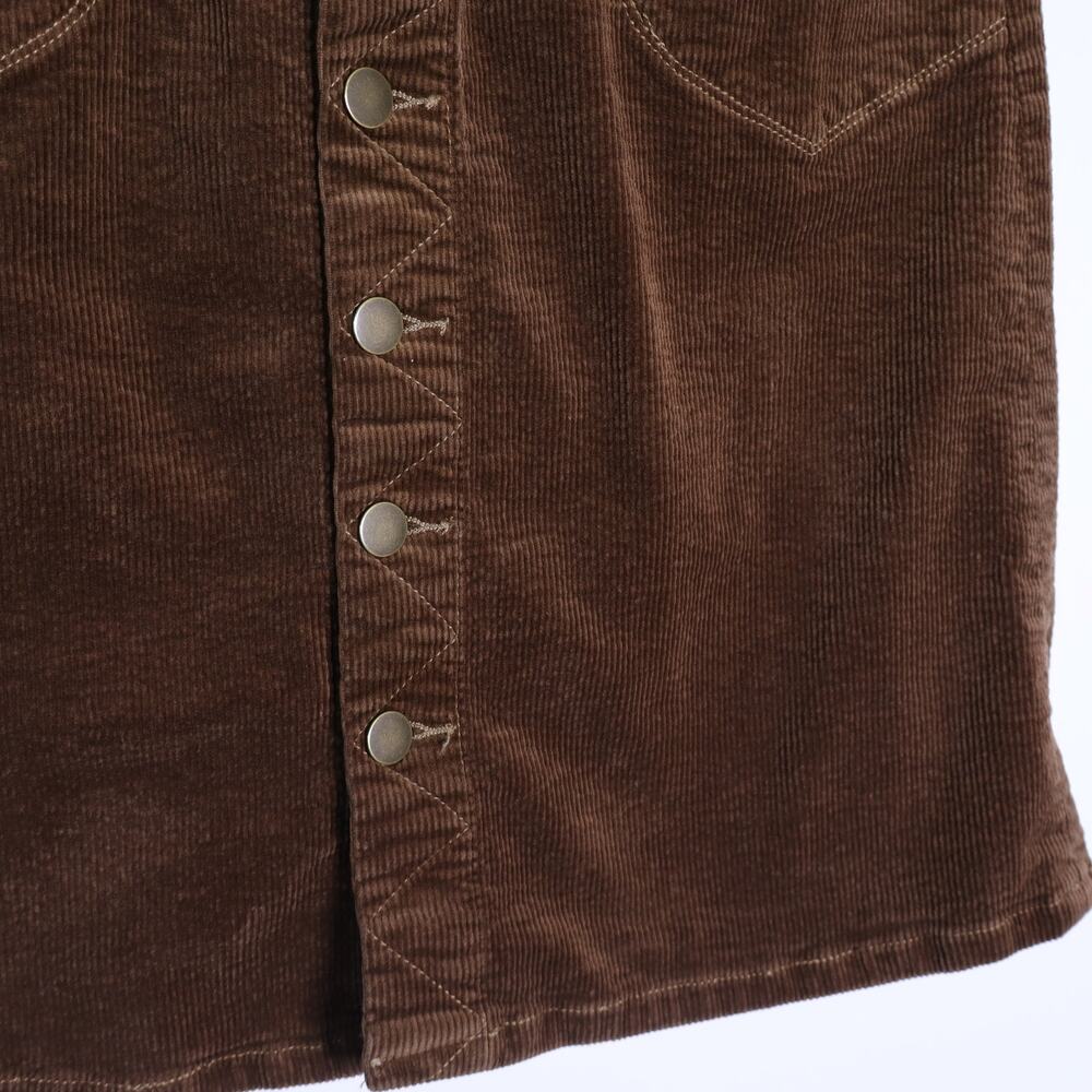 Kut from the Kloth Corduroy Button Front Skirt Brown Knee Length Women's 0 - Picture 4 of 9
